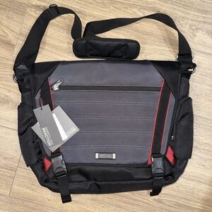 Kenneth Cole "The Slam Dunk" Nylon Laptop Messenger Bag/Briefcase Black-Grey NWT